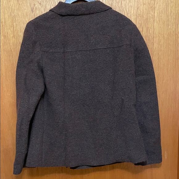 Lands' End Pure Wool Dark Brown Tweed Blazer. 10 - Picture 4 of 4